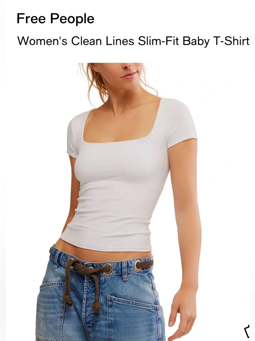 Free People NEW Size M/L Women's Clean Lines Slim-Fit Baby T-Shirt $40 MSRP